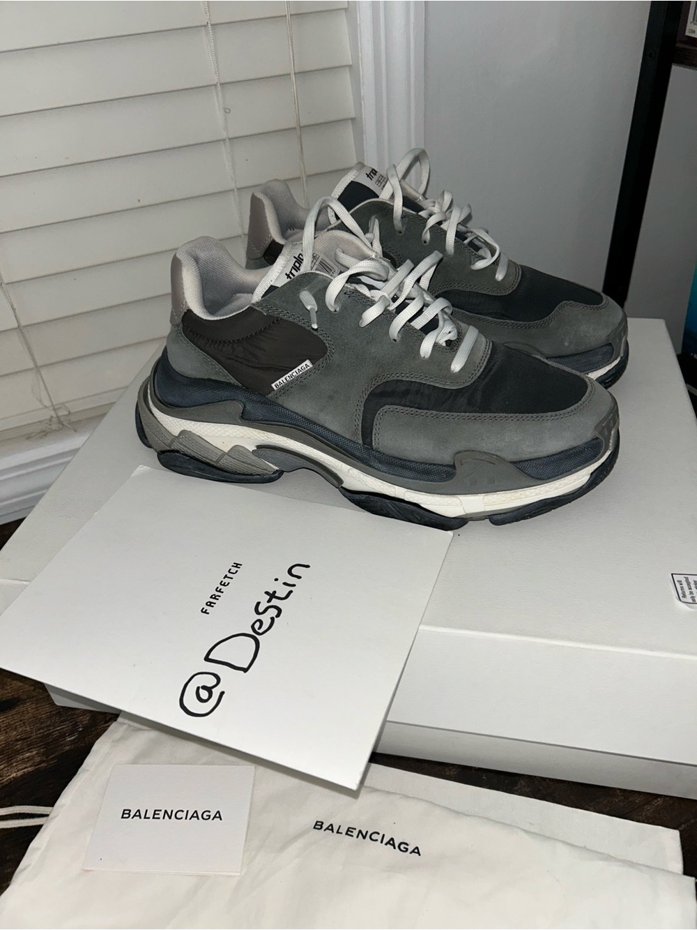 Balenciaga Triple S Men's Grey and Black Chunky Runner Sneakers 100% Authentic